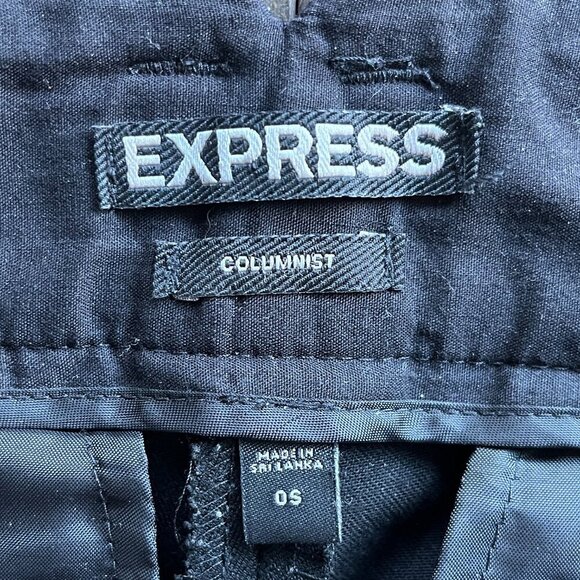 Express Columnist Black Dress Pants Size 0 Short Slim Fit Work Career - Picture 2 of 5